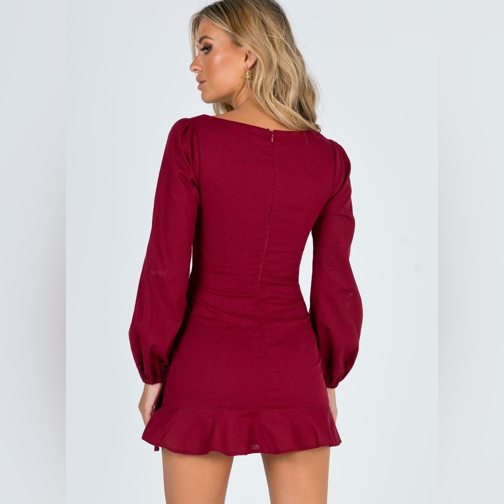 Princess Polly The Villa Mini Dress In Burgundy Size 6 - Picture 15 of 15